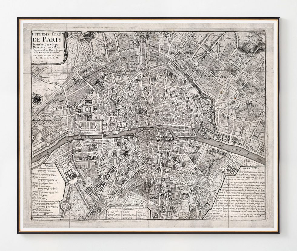 Huitième Plan de Paris 1705 - Majesty Maps & Prints